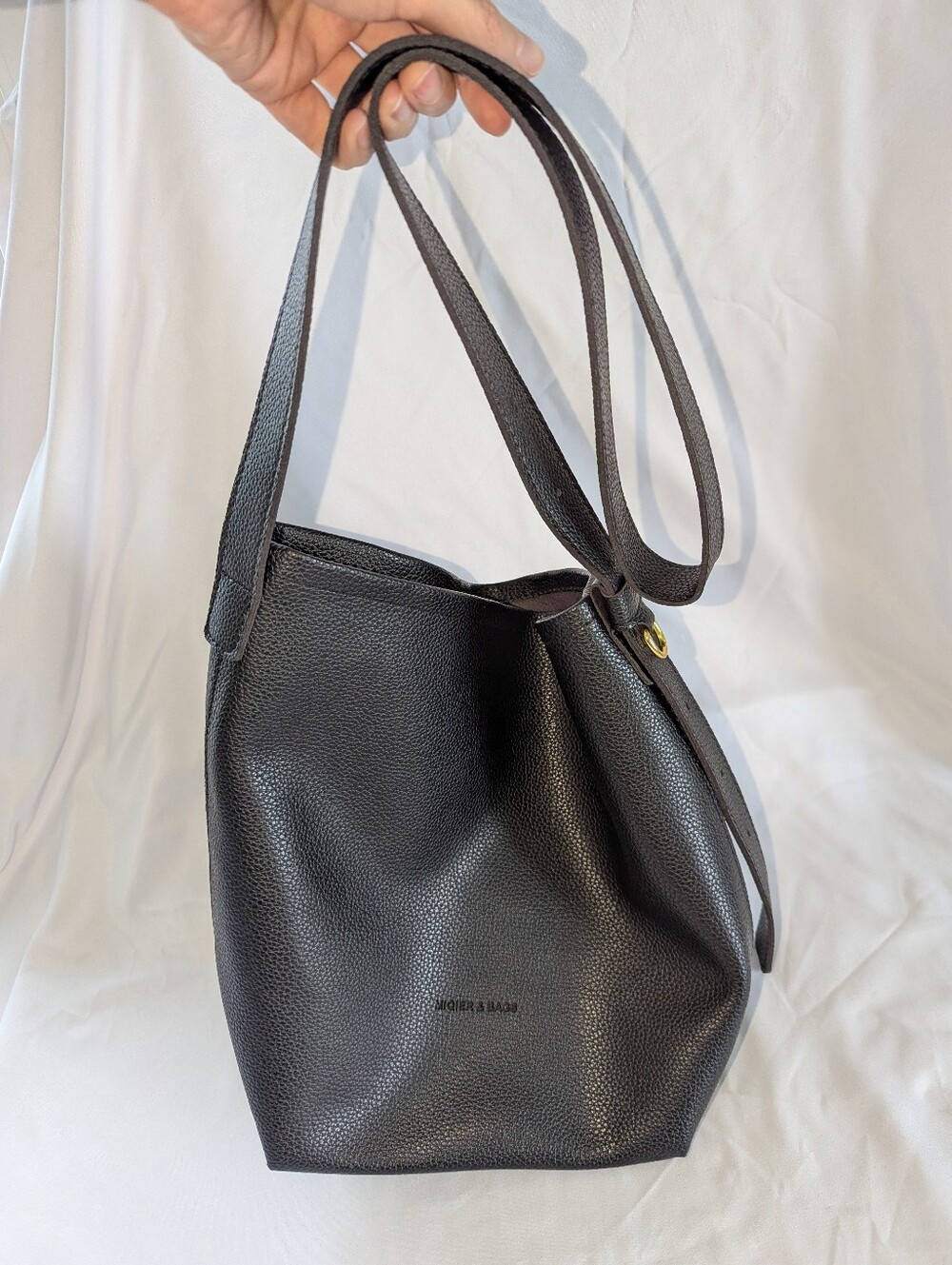 Black Minimalist Bucket Shoulder Bag